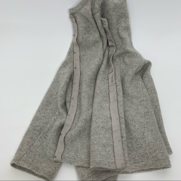 Ann Taylor Gray Iridescent Beaded Lambswool Angora Blend Preppy Cardigan Medium - Picture 10 of 15